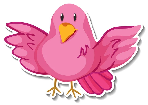 Little Pink Bird Animal Cartoon Sticker Illustration — Stock Vector