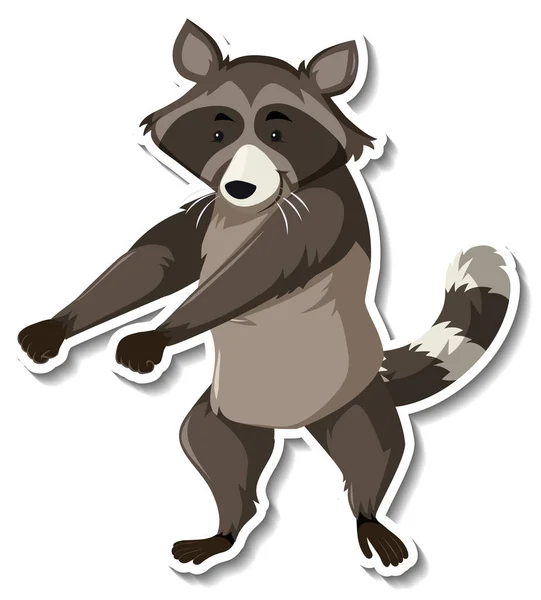 Raccoon Dancing Animal Cartoon Sticker Illustration — Stock Vector