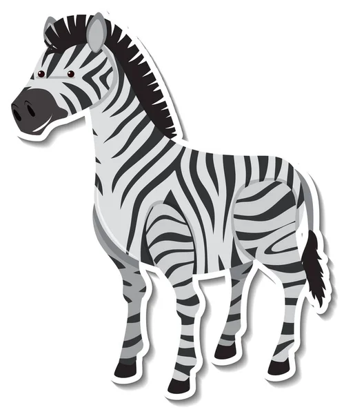 Uma Zebra Animal Desenho Animado Etiqueta Ilustração —  Vetores de Stock