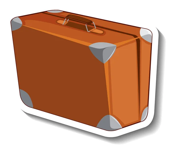 Vintage Leather Suitcase Cartoon Sticker Illustration — Stock Vector