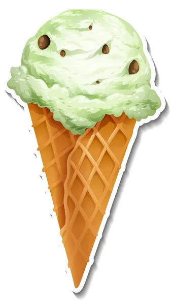 薄荷巧克力片冰淇淋锥形图解 — 图库矢量图片
