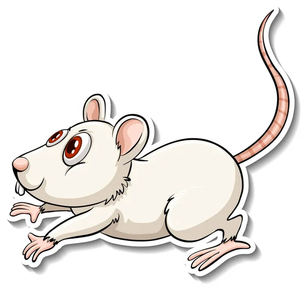 Animal Rato Branco Desenho Animado Etiqueta Ilustração —  Vetores de Stock