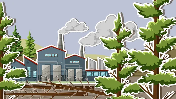 Diseño Miniatura Con Ilustración Fábrica Industrial — Vector de stock