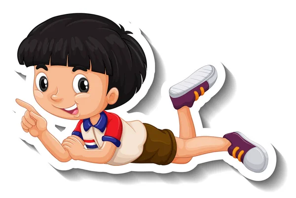 Boy Laying Floor Cartoon Character Illustration — Stock Vector