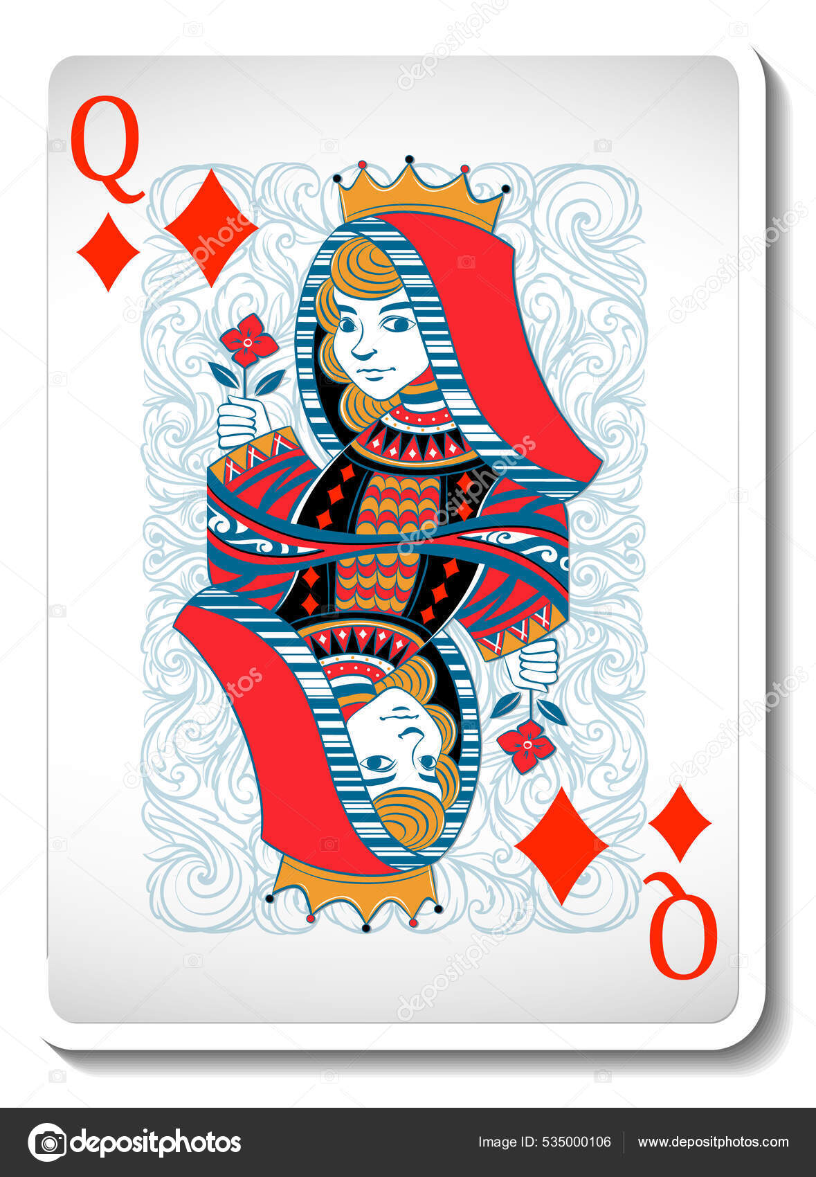 Queen Diamonds Playing Card Isolated Illustration Stock Vector Image by ©blueringmedia 535000106