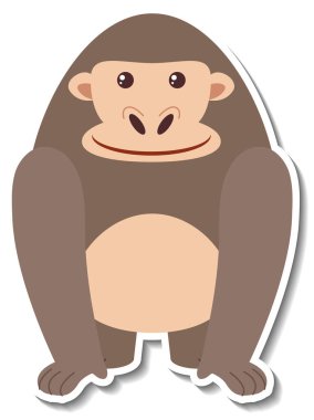 Tombul goril hayvan çizgi film çıkartması çizimi