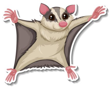 Şeker planörlü hayvan çizgi film çıkartması çizimi