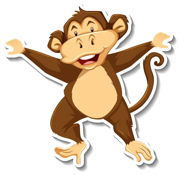 Macaco Dançando Animal Desenho Animado Etiqueta Ilustração — Vetor de Stock