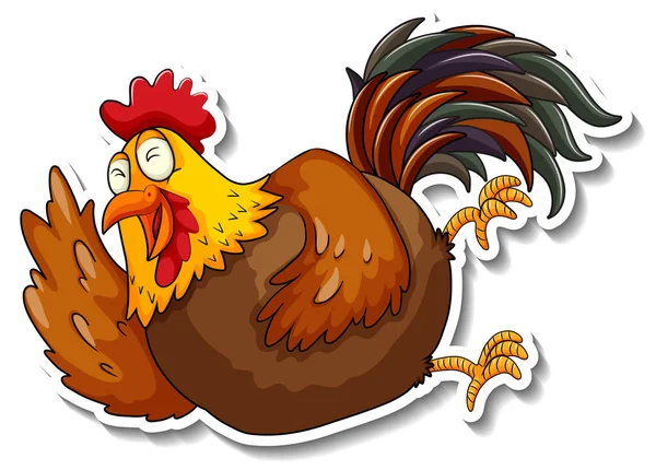 Chicken Laughing Animal Cartoon Sticker Illustration — Stock Vector