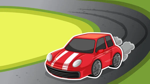 道路イラスト上のレースカーとサムネイルデザイン — ストックベクタ