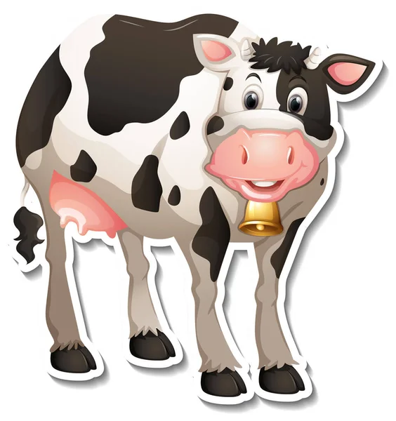 Koe Boerderij Dier Cartoon Sticker Illustratie — Stockvector