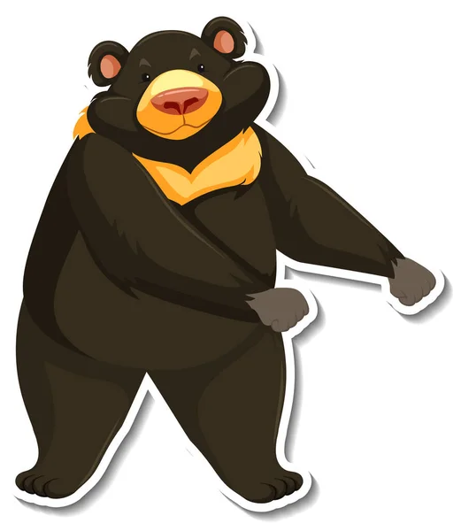 Azji Czarny Niedźwiedź Zwierzę Kreskówka Naklejka Ilustracja — Wektor stockowy