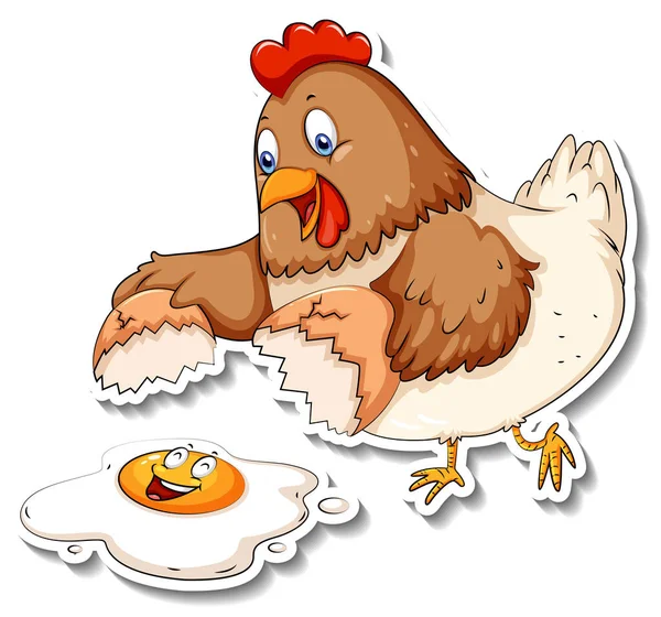 Chicken Animal Cartoon Sticker Illustration — Stock Vector