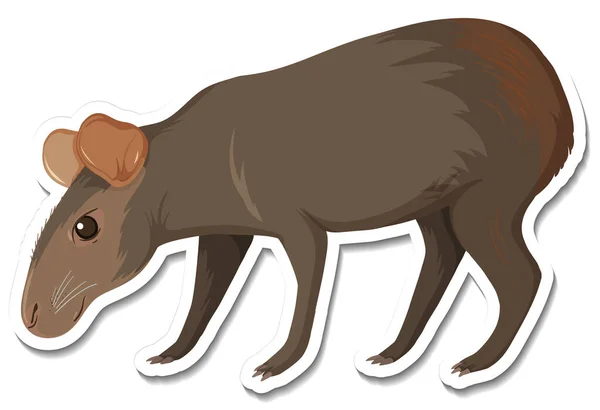 Modello Adesivo Nero Capybara Illustrazione Personaggio Dei Cartoni Animati — Vettoriale Stock