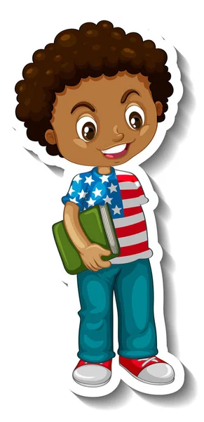 Afrikanische Amerikanische Junge Cartoon Figur Illustration — Stockvektor