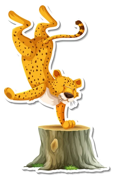 Cheetah Dancing Cartoon Character White Background Illustration — Stock Vector