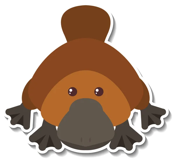 Χαριτωμένο Platypus Ζώων Εικονογράφηση Αυτοκόλλητο Γελοιογραφία — Διανυσματικό Αρχείο