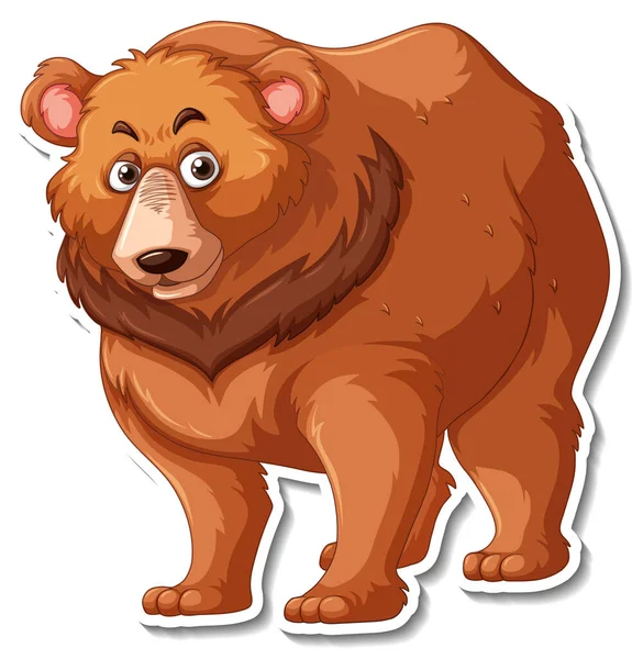 Grizzly Beer Dier Cartoon Sticker Illustratie — Stockvector
