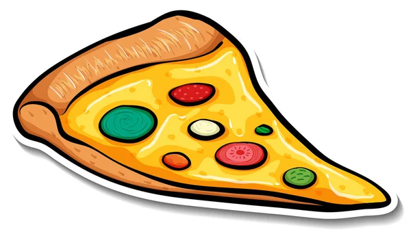 Sepotong Pizza Dalam Gambar Gaya Kartun - Stok Vektor