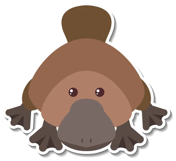 Chubby Platypus Animal Dibujos Animados Etiqueta Ilustración — Archivo Imágenes Vectoriales