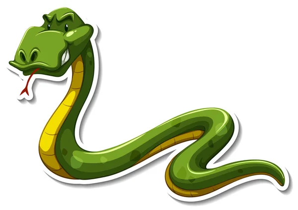 白地イラスト上のヘビ漫画のキャラクター — ストックベクタ