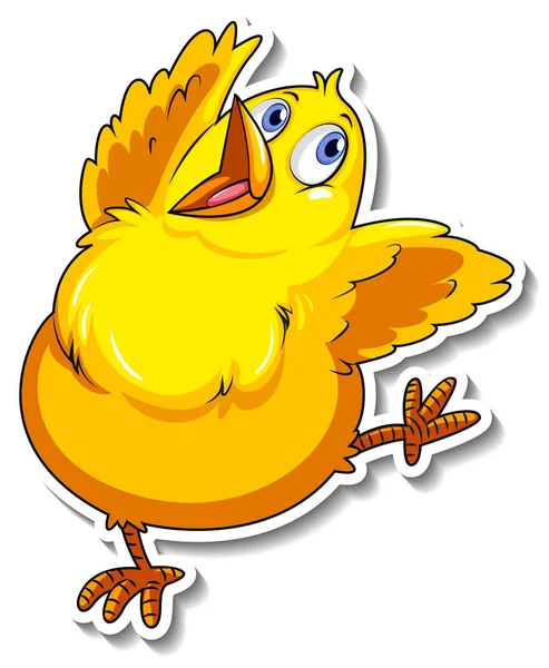 Petit Oiseau Jaune Dessin Animé Animal Autocollant Illustration — Image vectorielle