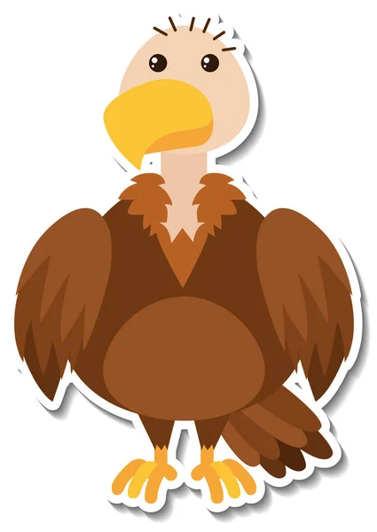 Grifo Buitre Pájaro Animal Dibujos Animados Etiqueta Engomada Ilustración — Vector de stock