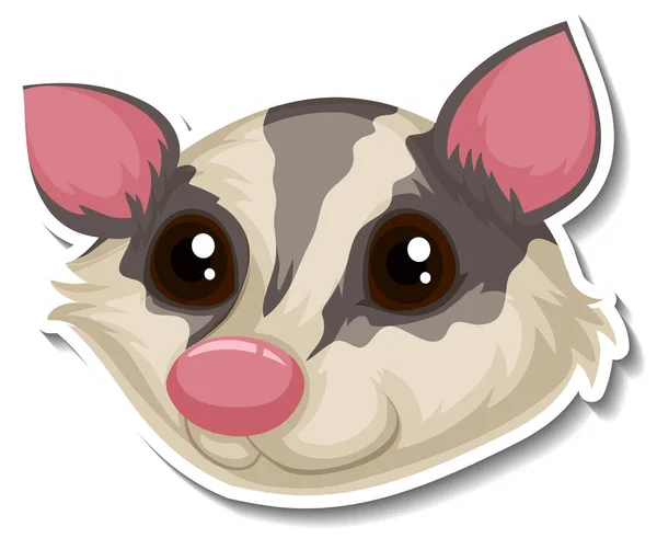 Head Sugar Glider Animal Cartoon Sticker Illustration — Stock Vector