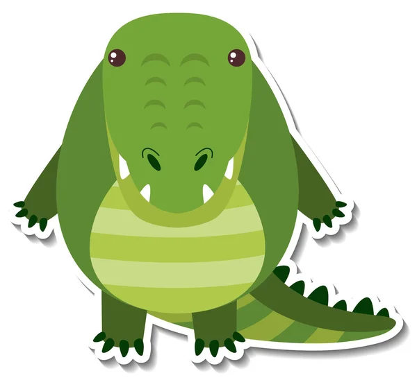 Chubby Crocodilo Animal Desenho Animado Etiqueta Ilustração — Vetor de Stock