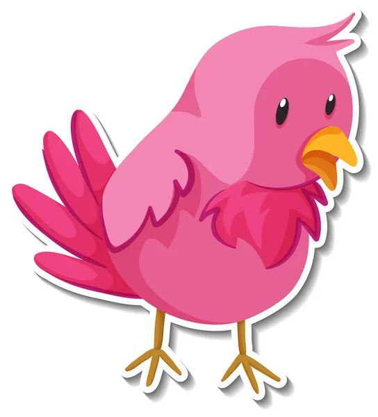 Little Pink Bird Animal Cartoon Sticker Illustration — Stock Vector