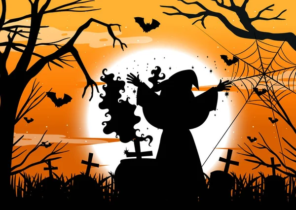 Halloween Hintergrund Mit Assistenten Silhouette Illustration — Stockvektor