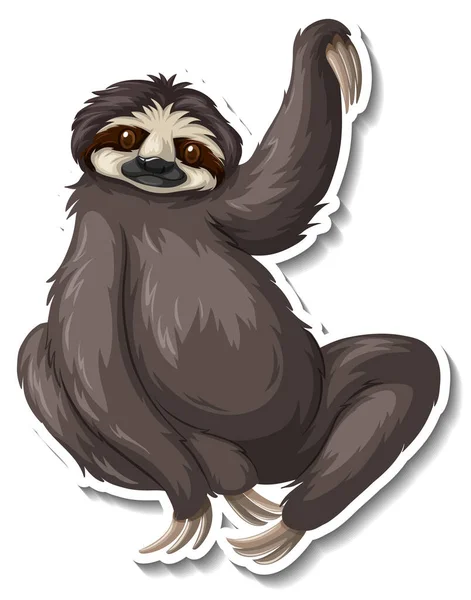 Sloth Animal Cartoon Sticker Illustration — стоковый вектор