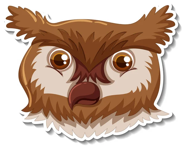 Head Owl Animal Cartoon Sticker Illustration — Stock Vector