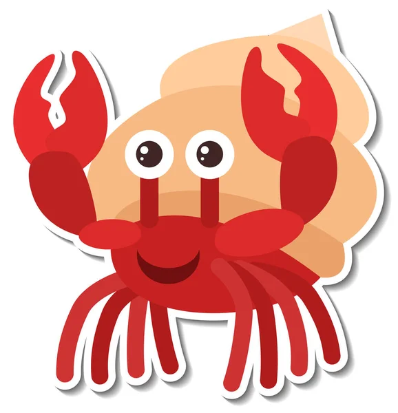 Hermit Crab Animal Cartoon Sticker Illustration — Stock Vector