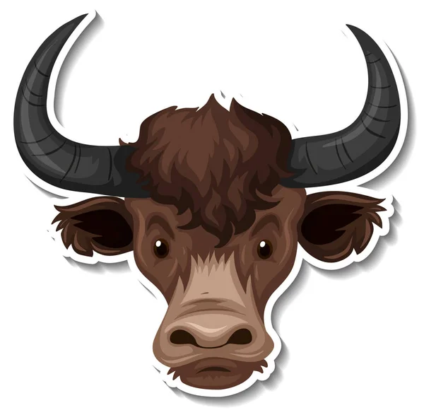 Head Bison Animal Cartoon Sticker Illustration — стоковый вектор