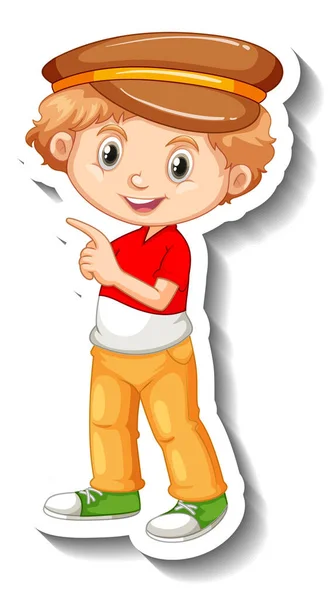 Blonde Hair Boy Cartoon Character Sticker Illustration — Stock Vector
