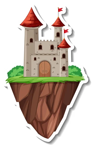 Stone Castle Fortress Cartoon Sticker Illustration — Stock Vector