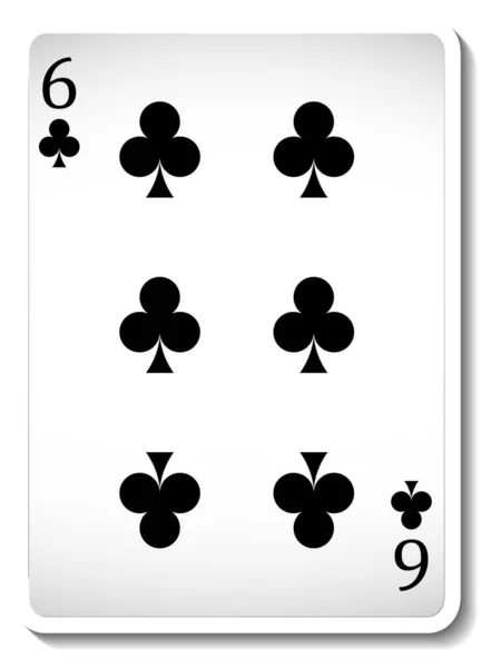 Six Clubs Playing Card Isolated Illustration — Vetor de Stock