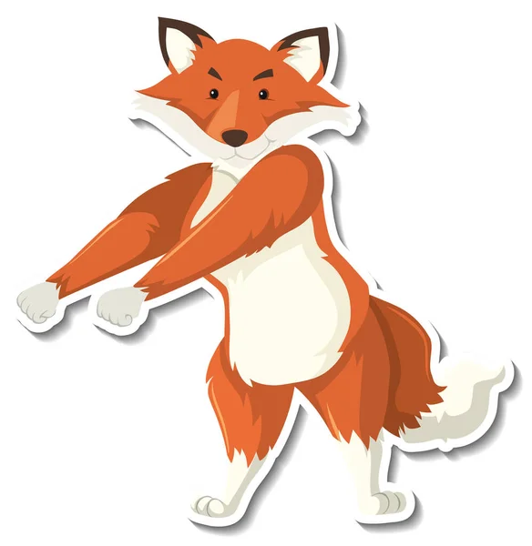 Ein Fuchs Tanzt Tier Cartoon Aufkleber Illustration — Stockvektor