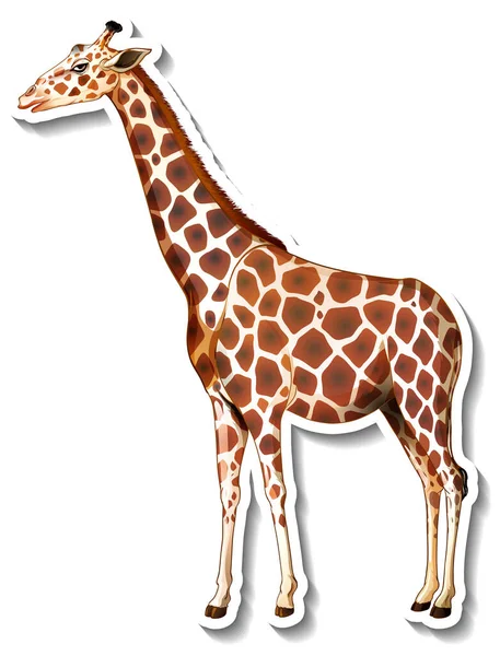 Girafe Animal Dessin Animé Autocollant Illustration — Image vectorielle