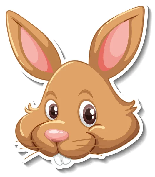Head Rabbit Animal Cartoon Sticker Illustration — стоковый вектор