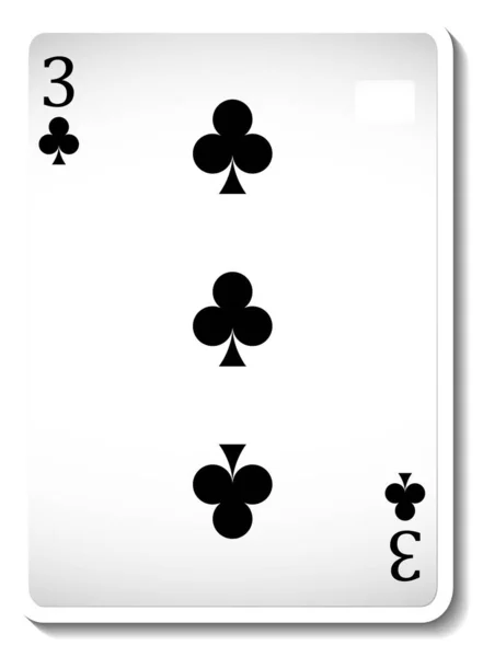 Three Clubs Playing Card Isolated Illustration — Vetor de Stock