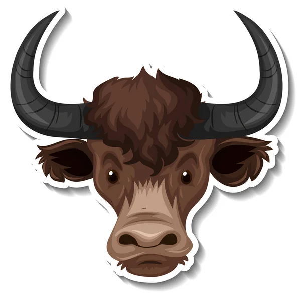 Head Bison Animal Cartoon Sticker Illustration — Archivo Imágenes Vectoriales