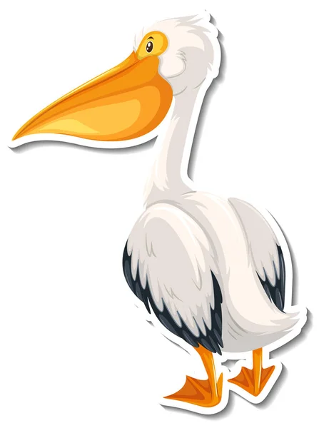 Pelikan Vogel Cartoon Sticker Illustration — Stockvektor