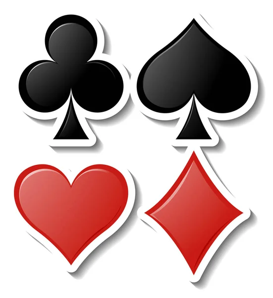 Playing Card Symbols Sticker White Background Illustration — Stockvektor