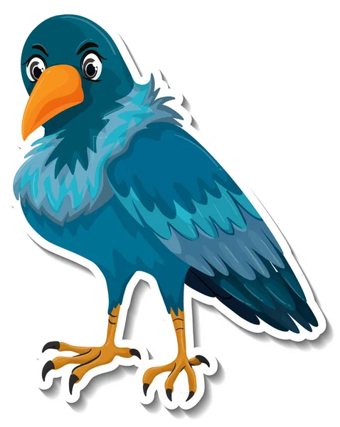 Χαριτωμένο Μπλε Πουλί Ζώων Εικονογράφηση Αυτοκόλλητο Κινουμένων Σχεδίων — Διανυσματικό Αρχείο