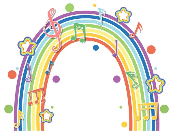 Arcobaleno Con Musica Melodia Simboli Illustrazione — Vettoriale Stock
