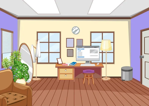 Interior Workspace Living Room Illustration — 스톡 벡터