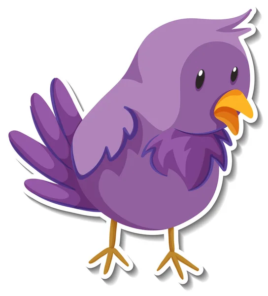Malý Fialový Pták Zvíře Kreslené Nálepky Ilustrace — Stockový vektor