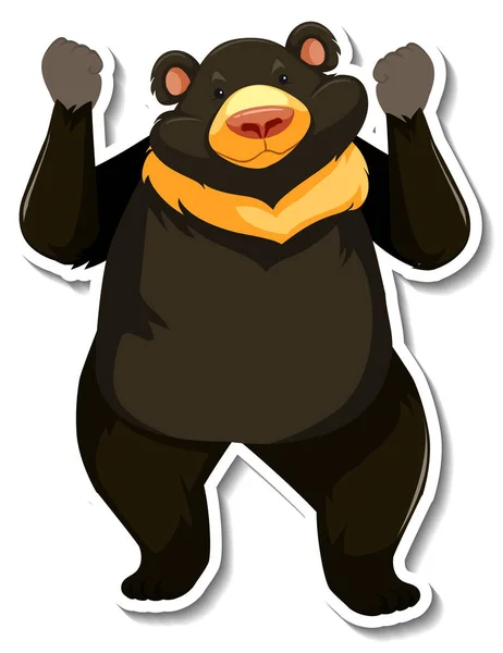 Azji Czarny Niedźwiedź Zwierzę Kreskówka Naklejka Ilustracja — Wektor stockowy